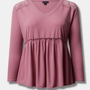 Torrid Pink Lace Accent Blouse